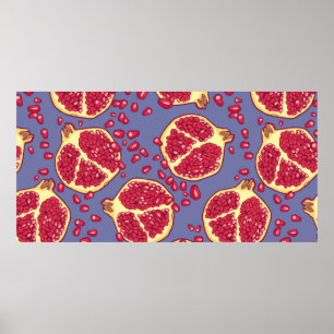 Pomegranate seamless pattern. poster