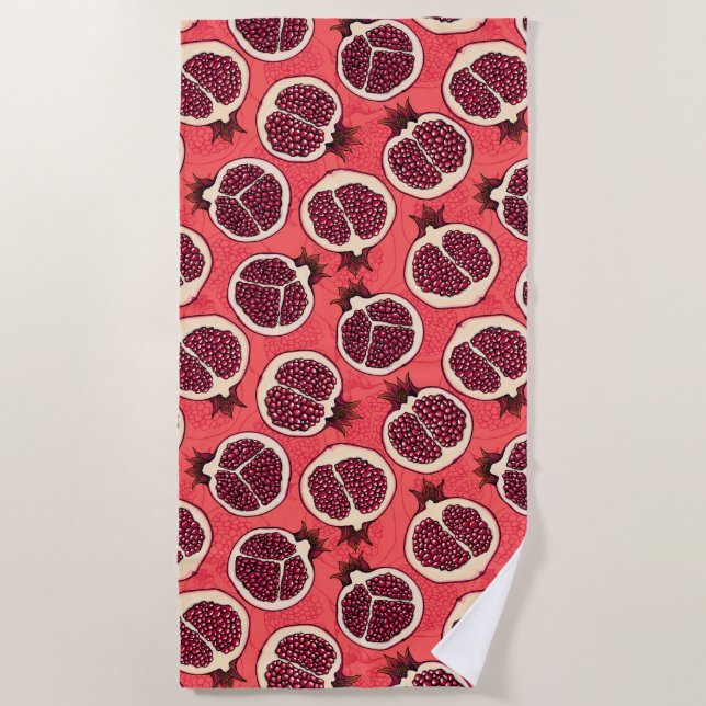 Pomegranate slices 2 beach towel (Front)
