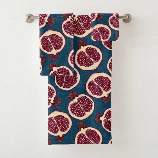Pomegranate slices bath towel set (Insitu)