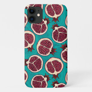 Pomegranate slices on turquoise Case-Mate iPhone case