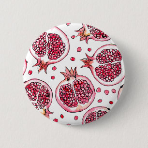 Pomegranate watercolor and ink pattern 6 cm round badge