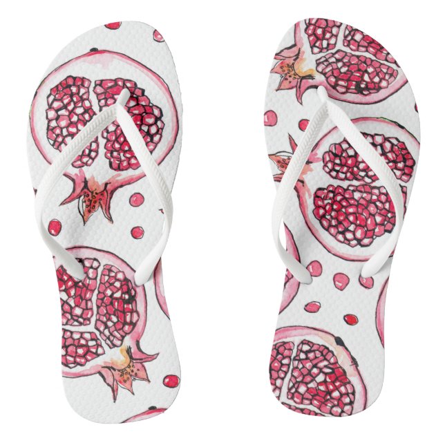 Pomegranate watercolor and ink pattern jandals (Footbed)