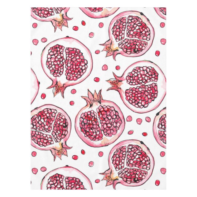 Pomegranate watercolor and ink pattern tablecloth (Front)
