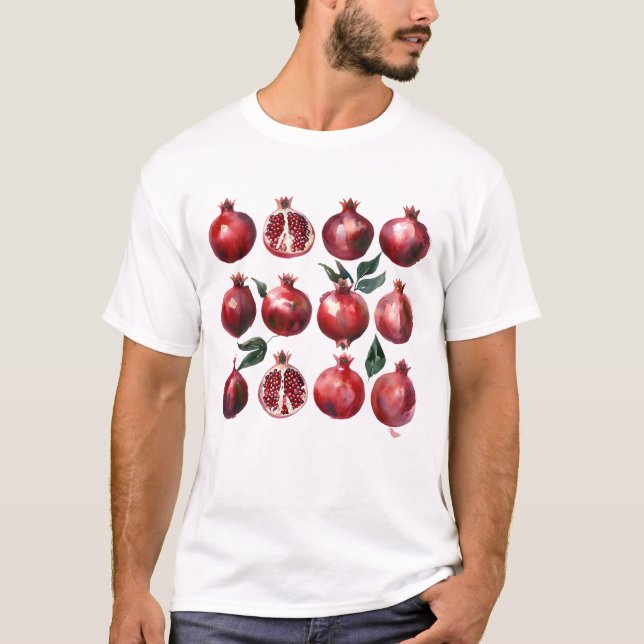 Pomegranate Watercolor Art T-Shirt (Front)