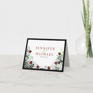POMEGRANATE Wedding Thank You Folded Greeting Card