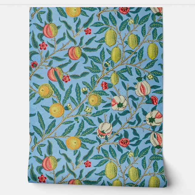 Pomegranate William Morris original blue Wallpaper (Unrolling)