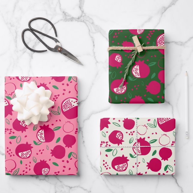 Pomegranate Wrapping Paper - Trio (Front)