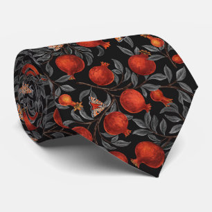 Pomegranates and Bella Moths in red and grey Tie
