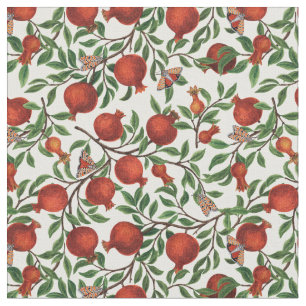 Pomegranates and Bella Moths on off white Fabric