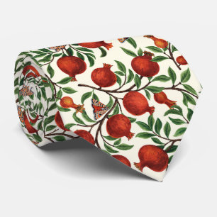 Pomegranates and Bella Moths on off white Tie