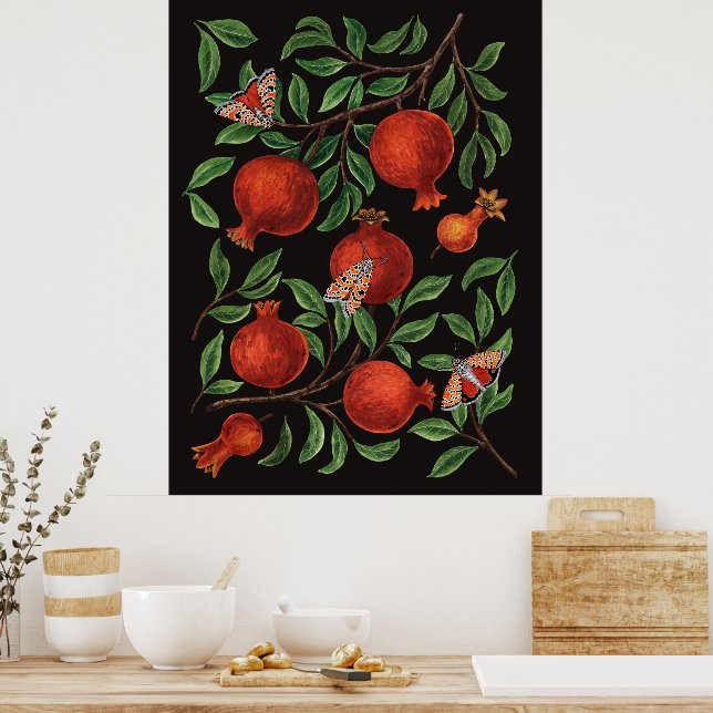 Pomegranates and Bella Moths  Poster (Kitchen)