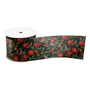 Pomegranates and Bella Moths  Satin Ribbon