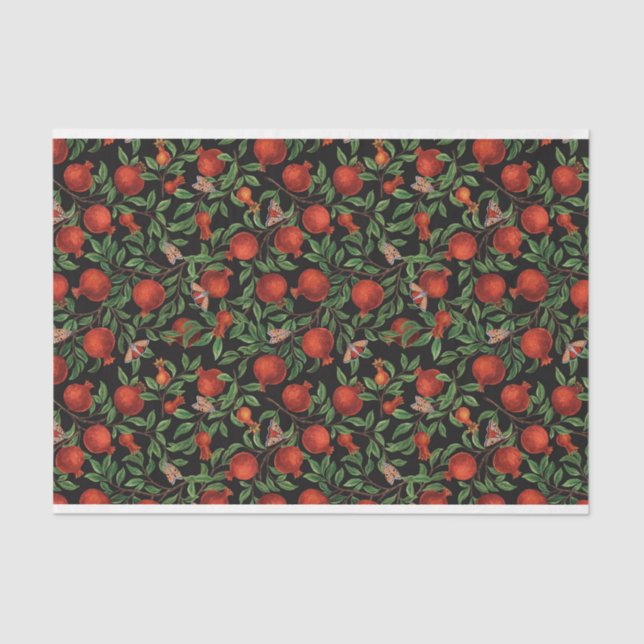 Pomegranates and Bella Moths  Tissue Paper (Front)