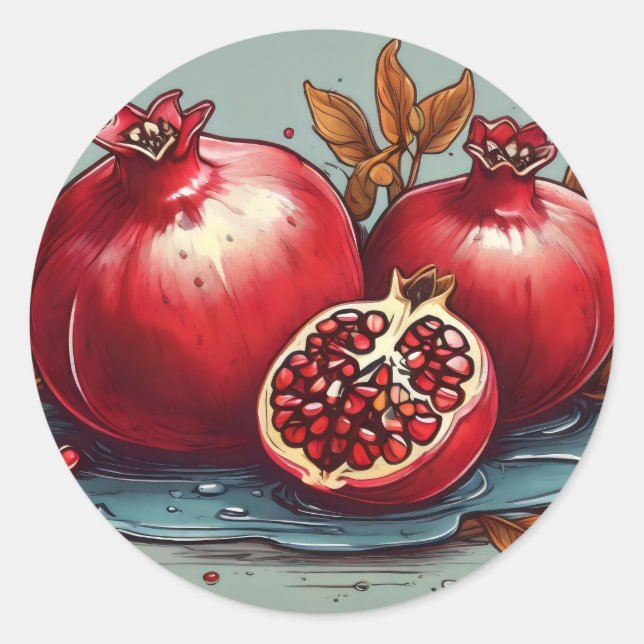 Pomegranates Classic Round Sticker (Front)