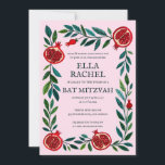 Pomegranates Custom Bat Bar Mitzvah Watercolor Invitation<br><div class="desc">Perfect card to announce a bar mitzvah, bat mitzvah or other Jewish celebration! Hand made art for you! FULLY CUSTOMIZABLE! Click on “Personalise” above to edit the text. Click "edit using design tool" to adjust the fonts, colours and placements. Also you can easily change the card style to have square...</div>