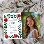 Pomegranates Custom PHOTO B'nai Bat Bar Mitzvah Invitation<br><div class="desc">Perfect card to announce a bar mitzvah, bat mitzvah or other Jewish celebration! Hand made art for you! FULLY CUSTOMIZABLE! Click on “Personalise” above to edit the text and add your own photo. Click "edit using design tool" to adjust the fonts, colours and placements. Also you can easily change the...</div>