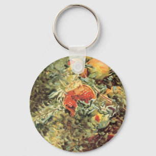 Pomegranates II by Sargent, Vintage Garden Art Key Ring