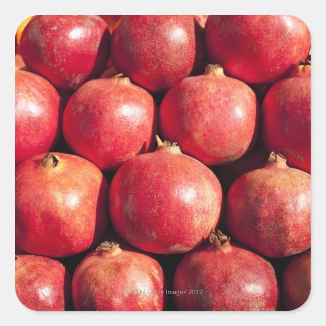 Pomegranates on display at the Carmel Market Square Sticker (Front)
