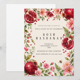 Pomegranates Watercolor Rosh Hashanah Invitation