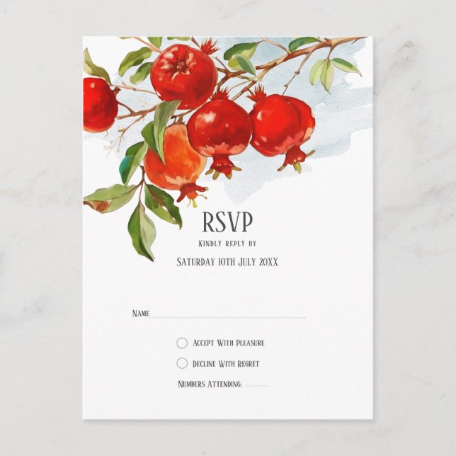 Pomegranates watercolor theme Bright colors Postcard (Front)