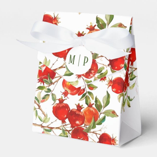 Pomegranates watercolor theme Bright colours Favour Box (Front Side)