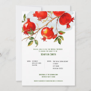 Pomegranates watercolor theme Bright colours Invitation