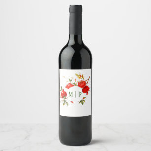 Pomegranates watercolor theme Bright colours Wine Label