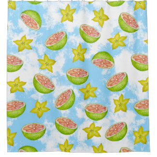 Pomelo and Starfruit Shower Curtain