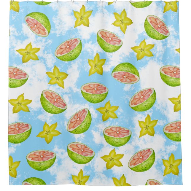 Pomelo and Starfruit  Shower Curtain (Front)