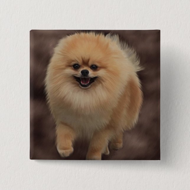 Pomeranian 15 Cm Square Badge (Front)