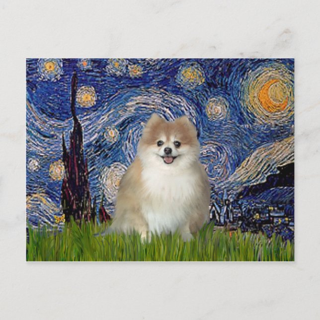 Pomeranian 1 - Starry Night Postcard (Front)