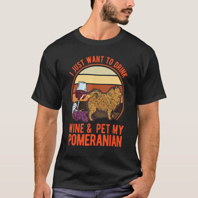 Pomeranian And Wine Pomeranian T-Shirt (Front)