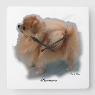 Pomeranian Art Gifts Square Wall Clock