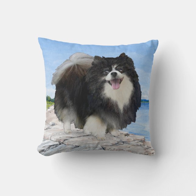 Pomeranian at the Seashore Pillow (Front)