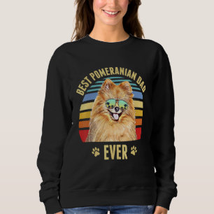 Pomeranian Best Dog Dad Ever Retro Sunset Beach Vi Sweatshirt