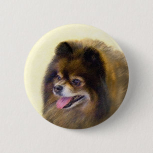 Pomeranian Black and Tan Painting Original Dog Art 6 Cm Round Badge