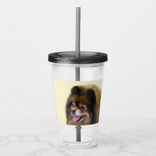 Pomeranian Black and Tan Painting Original Dog Art Acrylic Tumbler