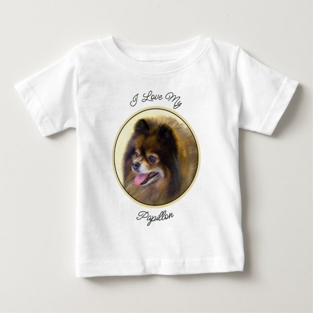 Pomeranian Black and Tan Painting Original Dog Art Baby T-Shirt (Front)