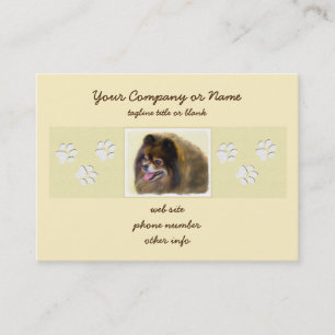 Pomeranian Black and Tan Painting Original Dog Art Business Card