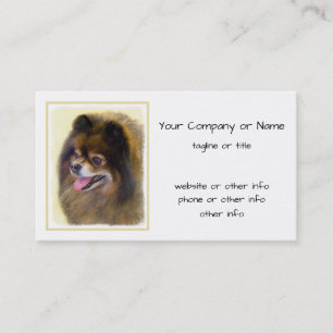 Pomeranian Black and Tan Painting Original Dog Art Business Card