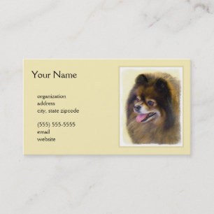 Pomeranian Black and Tan Painting Original Dog Art Business Card
