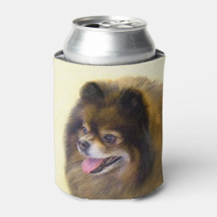 Pomeranian Black and Tan Painting Original Dog Art Can Cooler