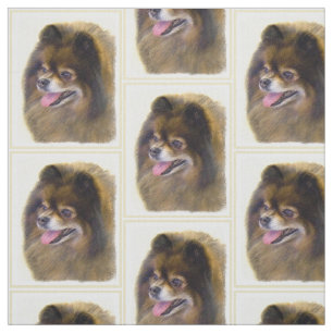 Pomeranian Black and Tan Painting Original Dog Art Fabric