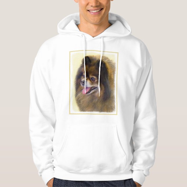 Pomeranian Black and Tan Painting Original Dog Art Hoodie (Front)