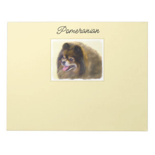 Pomeranian Black and Tan Painting Original Dog Art Notepad