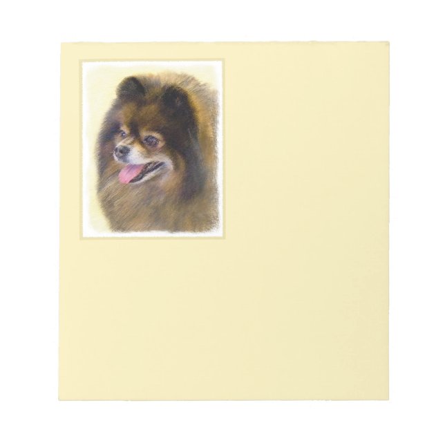 Pomeranian Black and Tan Painting Original Dog Art Notepad (Front)