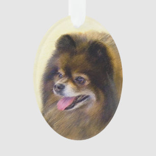 Pomeranian Black and Tan Painting Original Dog Art Ornament