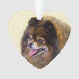 Pomeranian Black and Tan Painting Original Dog Art Ornament
