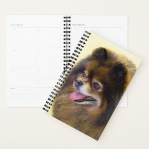 Pomeranian Black and Tan Painting Original Dog Art Planner