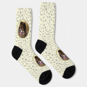 Pomeranian Black and Tan Painting Original Dog Art Socks